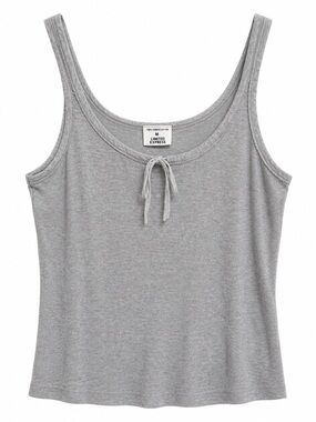 Limited Express Gray 100% Cotton Tie Front Tank Top Medium